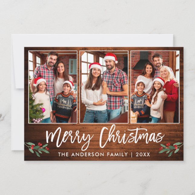 Penselskript Wood Greenery 3 Photo Jul Julkort (Framsida)