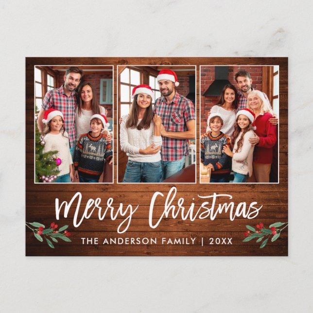 Penselskript Wood Greenery 3 Photo Jul Vykort (Framsida)