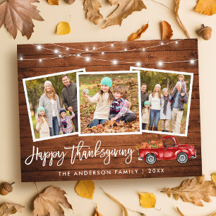Penselskript Wood Ljus Lastbil Photo Thanksgiving Vykort