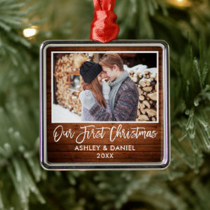 Penselskript Wood par vår första jul Julgransprydnad Metall