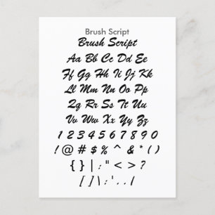 Penselskript - Zazzle Font Sampler Lakan Vykort