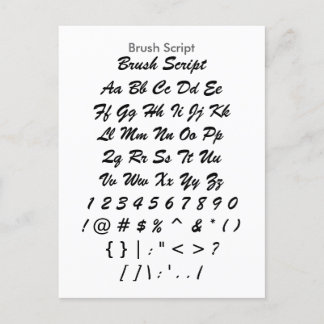 Penselskript - Zazzle Font Sampler Lakan Vykort