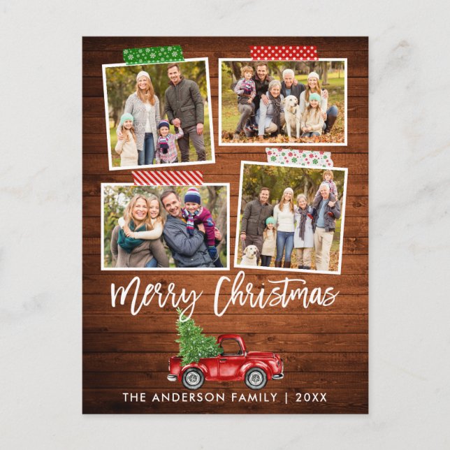 Penselskriptcrawlning Tape Wood Jul Lastbil Vykort (Framsida)