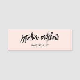 Penselskriptet Girly  Rosa Namn bricka Namnbricka