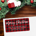 Penselskriptet God jul Red Play Adress Adressetikett<br><div class="desc">Modern penselskript,  Red Buffalo Pached God jul-Returetiketter</div>