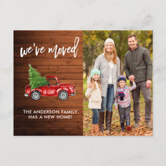 Penselskriptet Rustic Adress Ändra rött Lastbil-fo Vykort