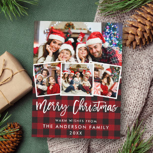 Penselskriptfotografi med rött pset God jul 4 Vykort