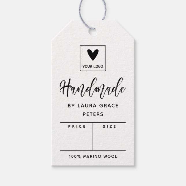 Penselskripthanterad din Logotyp Pris Presentetikett (Framsidan)