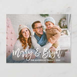 Penselskriptsammanslagning och Bright Family Photo Vykort