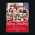 Penselskriptstjärnan God jul 4 Photo Red Vykort<br><div class="desc">Rött vykort för God jul i penselstjärnor - 4 foton</div>