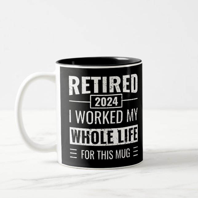 Pension 2024 Funny Gifts officiellt pensionerad Två-Tonad Mugg (Vänster)