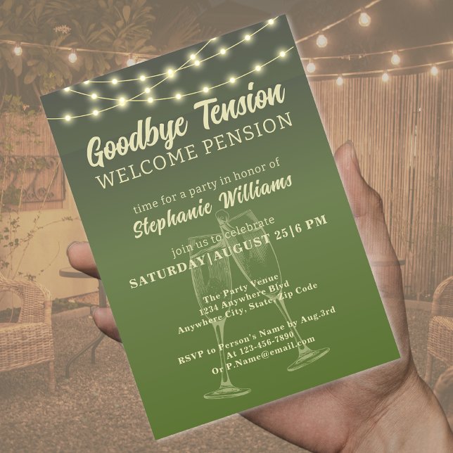 Pension Adjö Tension Summer Backyard Party Inbjudningar (Skapare uppladdad)
