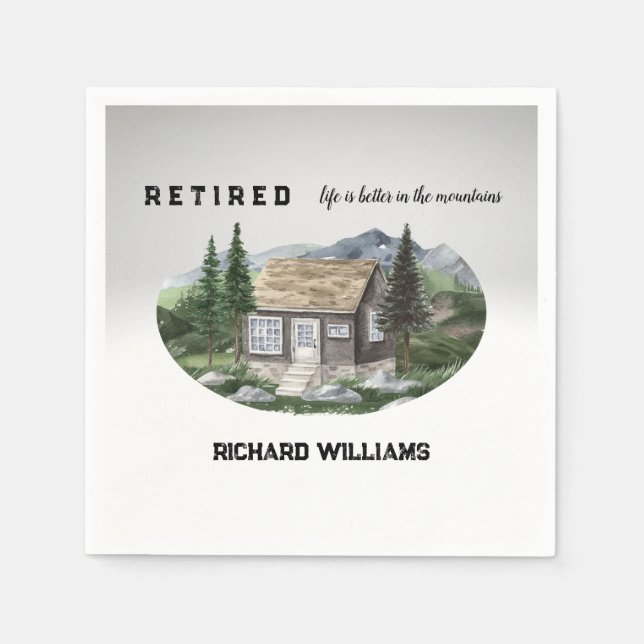 Pension är bättre i bergen. pappersservett (Framsidan)