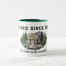 Pension är bättre i bergen. Två-Tonad mugg