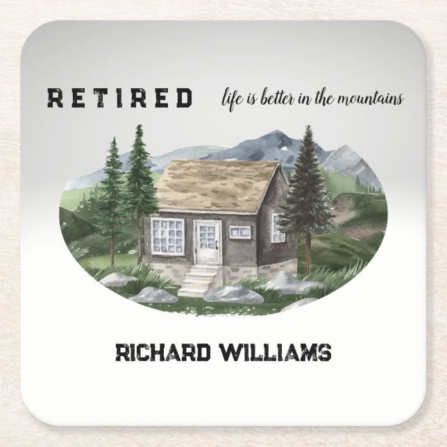 Pension är bättre i bergen. underlägg papper kvadrat (Framsidan)