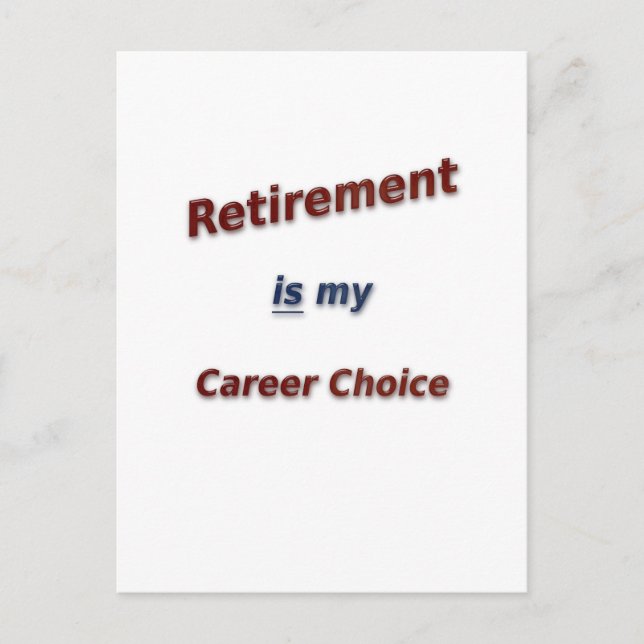 Pension är mitt karriärval! vykort (Framsida)