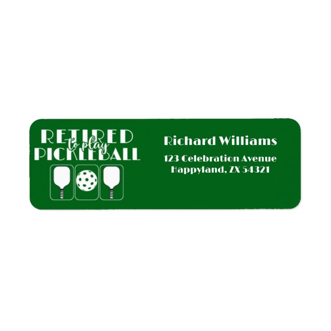 Pension är trött på att spela upp Pickleball Moder Returadress Etikett (Framsidan)