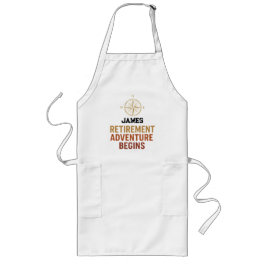 Pension äventyr börjar, pensioneras långt förkläde