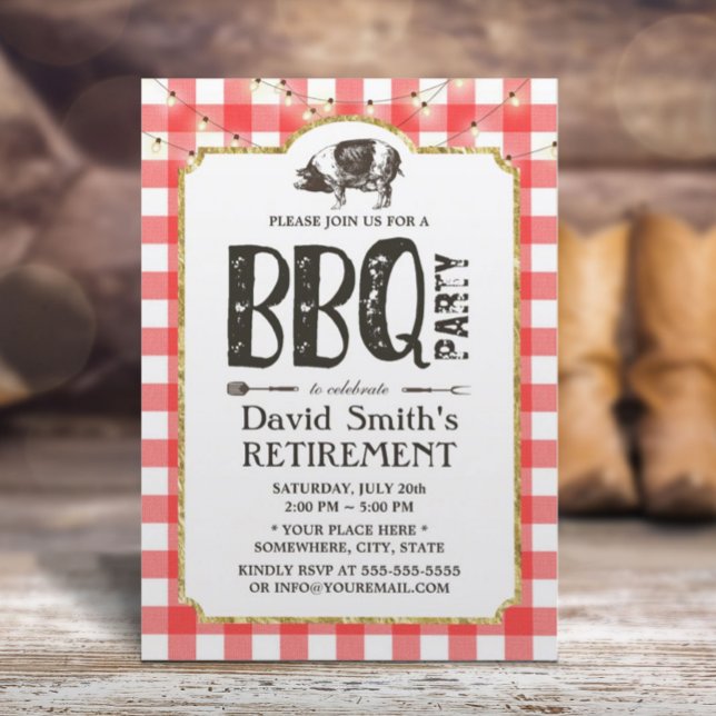 Pension BBQ Party String Ljus Red Play Inbjudningar (Skapare uppladdad)