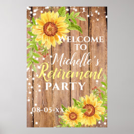 Pension Blommigt Solrosblomman Rustic Party Välkom Poster