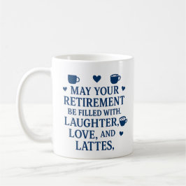Pension Blue Typography Coffee Latte Hearearts Kaffemugg