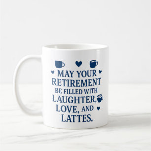 Pension Blue Typography Coffee Latte Hearearts Kaffemugg