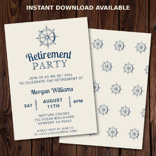 Pension Boat Party Fraktens Wheel Nautical Inbjudningar