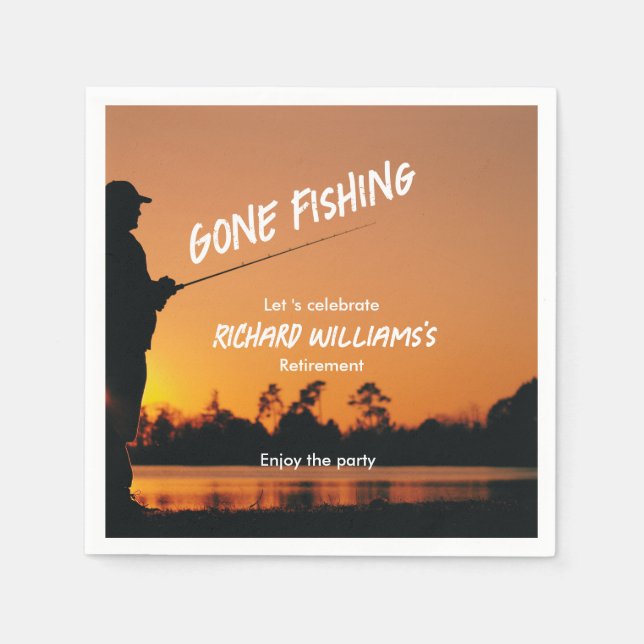 Pension Borta Fishing Sunset Redraget Fisherman Pappersservett (Framsidan)