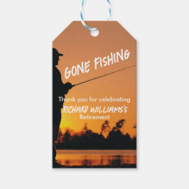 Pension Borta Fishing Sunset Redraget Fisherman Presentetikett