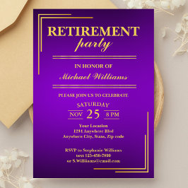 Pension Corporate Elegant Lila Guld Inbjudningar