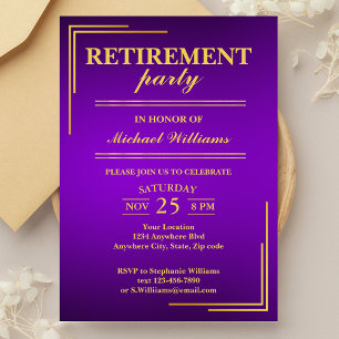 Pension Corporate Elegant Lila Guld Inbjudningar