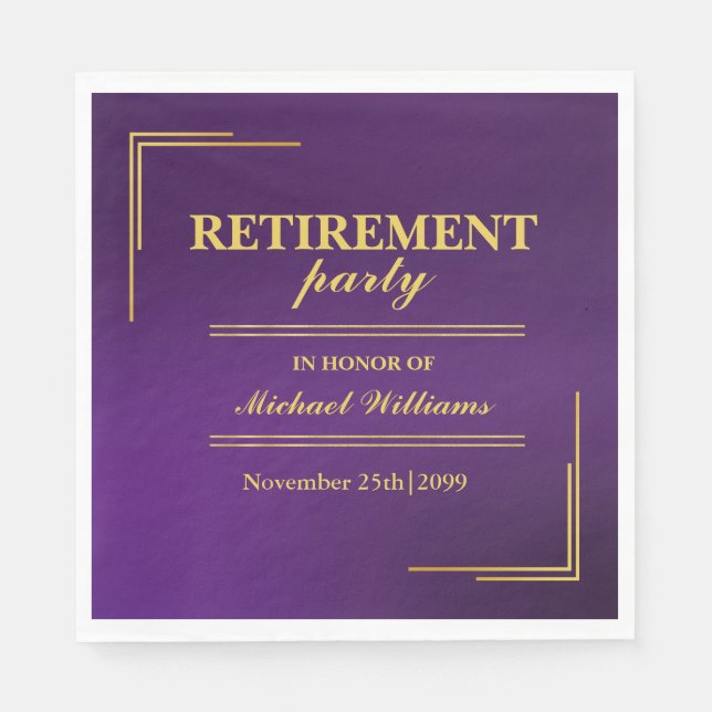 Pension Corporate Elegant Lila Guld Pappersservett (Framsidan)