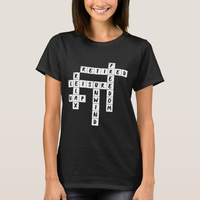 Pension Crossword Puzzle Stunning T Shirt (Framsida)