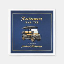 Pension Elegant Golf Theme Cart Blue Guld Pappersservett