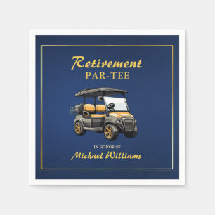 Pension Elegant Golf Theme Cart Blue Guld Pappersservett