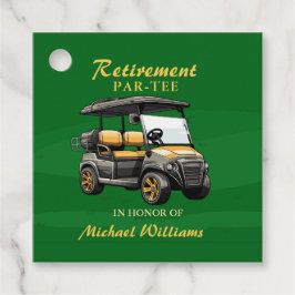 Pension Elegant Golf Theme Cart Grönt Guld Gåvor Etiketter