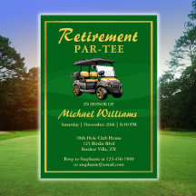 Pension Elegant Golf Theme Cart Grönt Guld