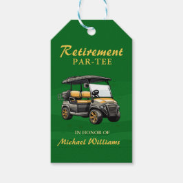Pension Elegant Golf Theme Cart Grönt Guld Presentetikett