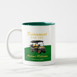 Pension Elegant Golf Theme Cart Grönt Guld Två-Tonad Mugg