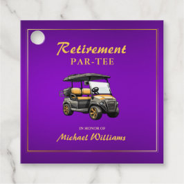 Pension Elegant Golf Theme Cart Lila Guld Gåvor Etiketter