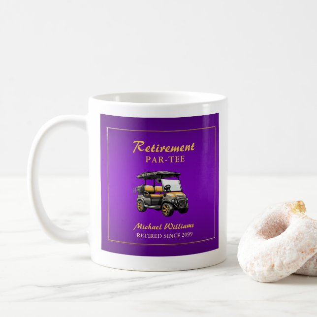 Pension Elegant Golf Theme Cart Lila Guld Kaffemugg (Med munk)