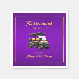 Pension Elegant Golf Theme Cart Lila Guld Pappersservett