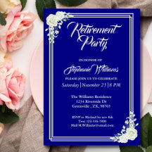 Pension Elegant Script Blue Vit ros Party