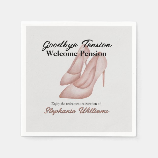 Pension, farväl, Tension Office Heels Pappersservett (Framsidan)
