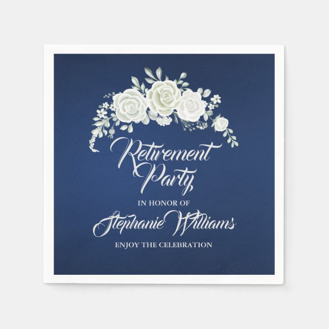 Pension Female Party Vintage Vit ros Gräns Pappersservett (Framsidan)