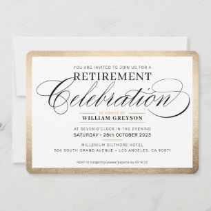 PENSION FIRANDE DINNER elegant guld svart Inbjudningar