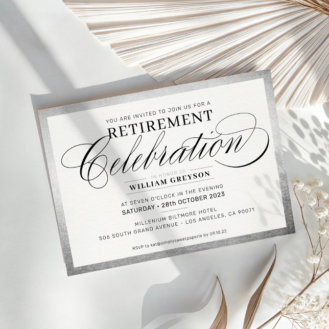 PENSION FIRANDE DINNER elegant silver svart Inbjudningar (Skapare uppladdad)