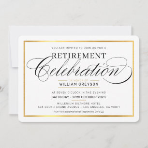 PENSION FIRANDE DINNER modern svart guld Inbjudningar