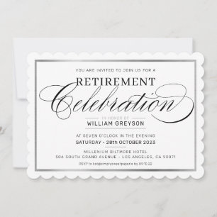 PENSION FIRANDE DINNER modern svart silver Inbjudningar