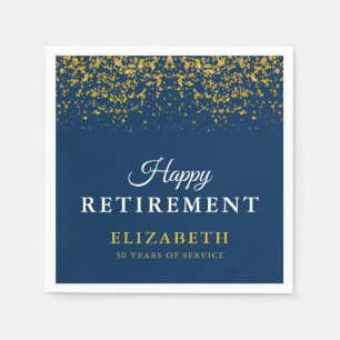 Pension Firande Guld Glitter Blå Pappersservett